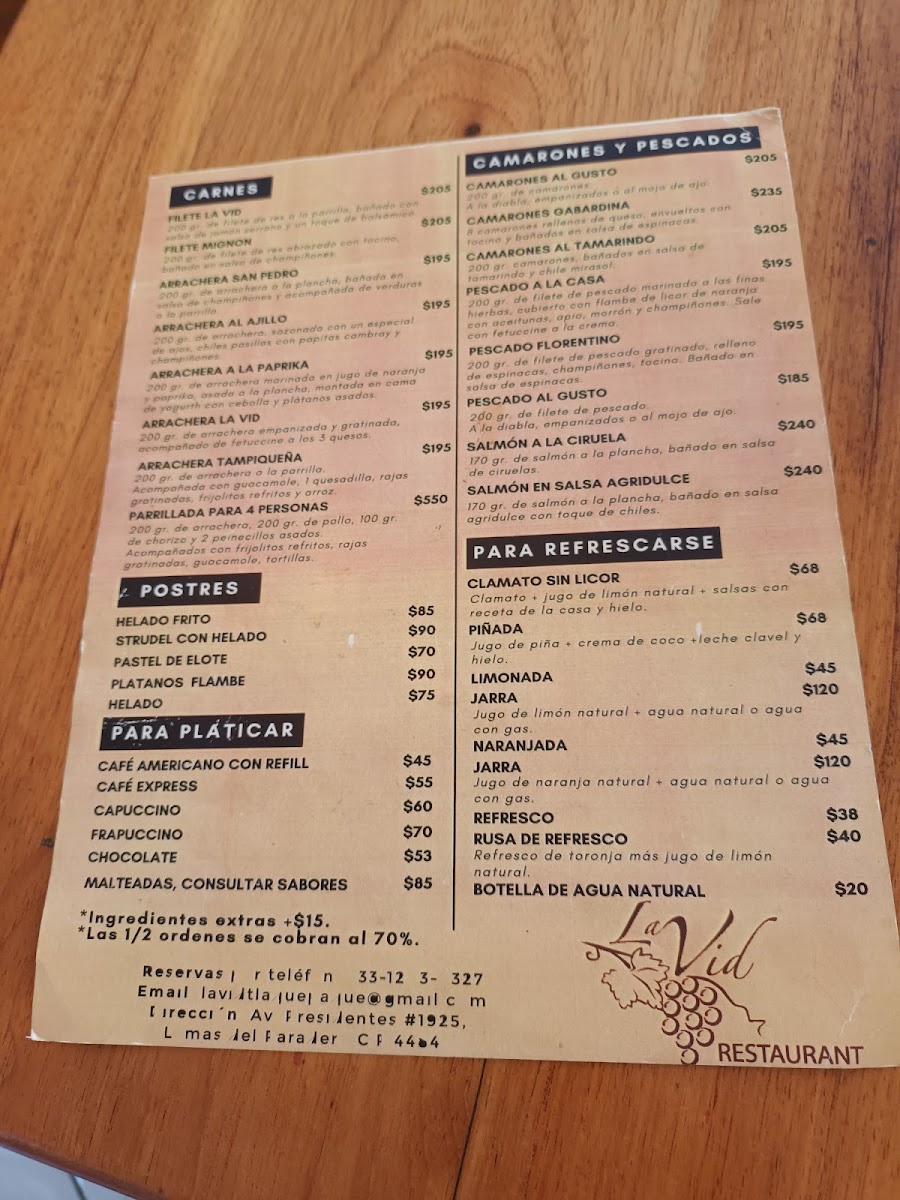 La Vid Restaurant Menu - Image 2