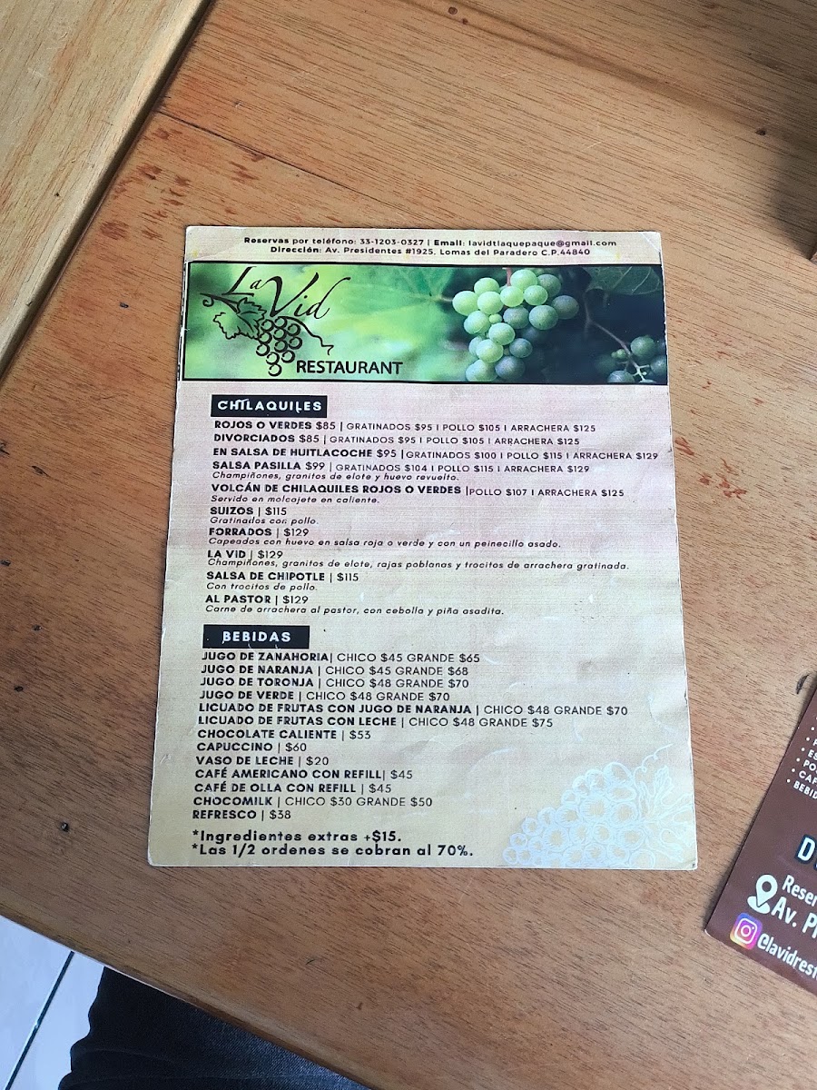 La Vid Restaurant Menu - Image 5